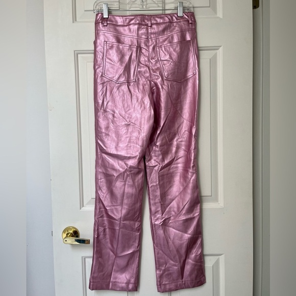 NWOT Rachel Zoe Metallic Faux Leather Pants 4 Pink - Picture 7 of 13
